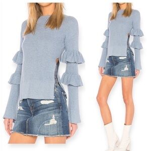 New with Tag, Revolve‎ LPA Top 510 with Ruffle Sleeves, Size XS, Cloud Blue
